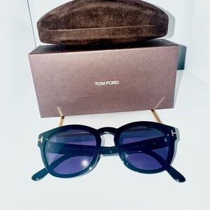Tom Ford Sunglasses Black Frame Blue Lenses | Authentic w/ Case & Box